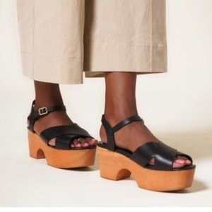 Charlotte Stone Dermot Clog Platform Sandals Size 7 Black